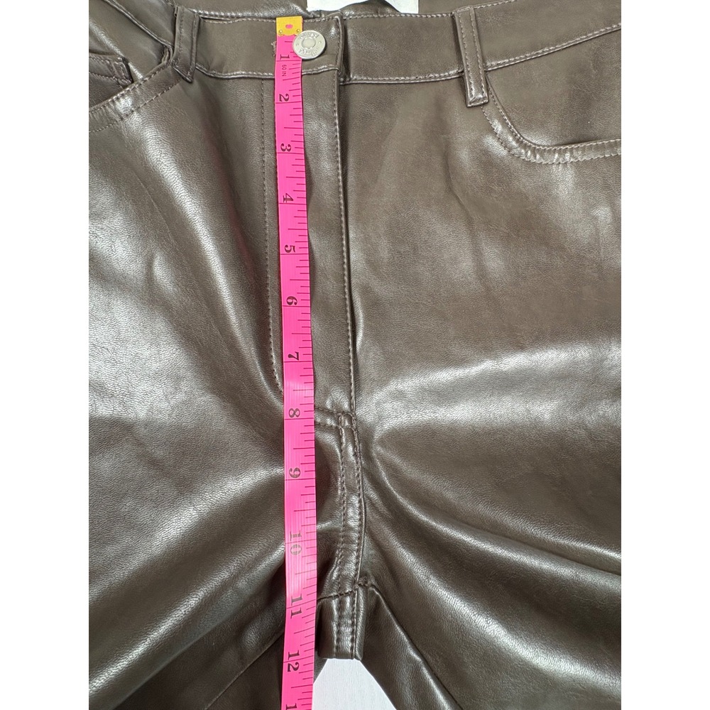 Wilfred Aritzia Melina Pant Vegan Leather High Rise Straight Leg Brown Size 6‎ - Picture 12 of 14